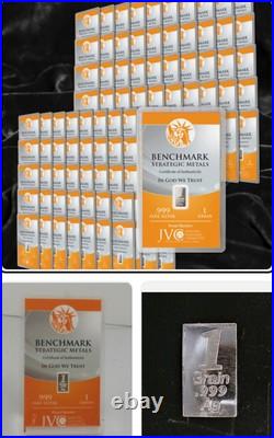 100 Bars 1/15gram. 999 Fine Pure Silver Bar 100 Pack Pure Silver Bullion