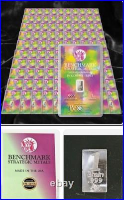 100 Bars 1/15gram. 999 Fine Pure Silver Bar 100 Pack Pure Silver Bullion