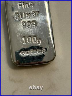100g 999 Fine Silver bullion Bar made by APO genuine full hallmark 999