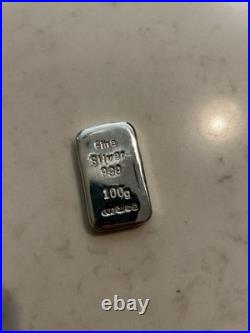 100g 999 Fine Silver bullion Bar made by APO genuine full hallmark 999