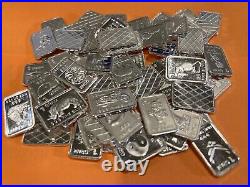 (100x) 1 Gram Pure. 999 Fine Silver Bars Bullion Estate Lot Assorted Designs