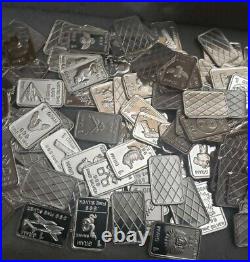 (100x) 1 Gram Pure. 999 Fine Silver Bars Bullion Estate Lot Assorted Designs