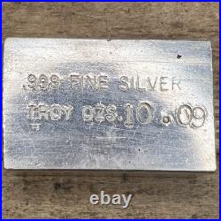 10.09 Troy Ounce. 999 Fine Silver Eastern Precious Metals Bar, Odd Weight