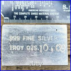 10.09 Troy Ounce. 999 Fine Silver Eastern Precious Metals Bar, Odd Weight