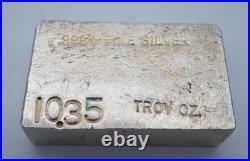 10.35 Troy Ounce Poured. 999 Fine Silver Bar Odd Weight U2006