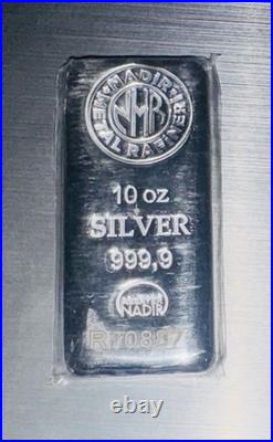 10 Ounce Silver Bar Nadir Metal Refinery 999.9 Fine STOCK SEALED