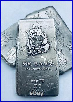 10 Ozt MK BarZ Lion Monogrammed Back Weight Bar. 999 Fine Silver