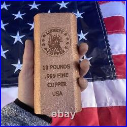10 Pound. 999 Fine Copper Bar Liberty Copper Design Collectable Loon Trading
