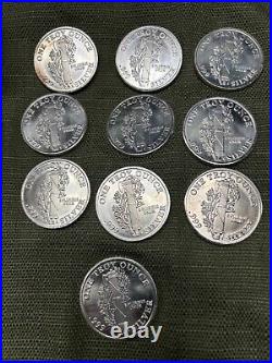 10 Total. 999 One Troy Ounce Fine Silver Rounds