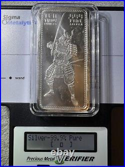 10 Troy Oz Samurai Warrior. 999 Fine Silver Bar New In Case
