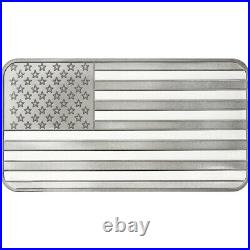 10 Troy oz American Flag. 999 Fine Silver Bar Sealed