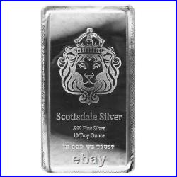 10 Troy oz Scottsdale Stacker. 999 Fine Silver Bar