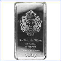 10 Troy oz Scottsdale Stacker. 999 Fine Silver Bar