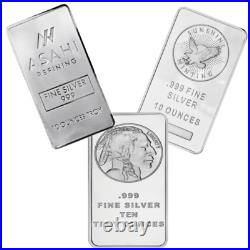 10 oz. 999 Fine Silver Bar Random Mint/Design/Condition our choice