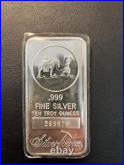10 oz. 999 Fine Silver Bar SilverTowne Serial #259578 10 oz. 999 Fine Silver