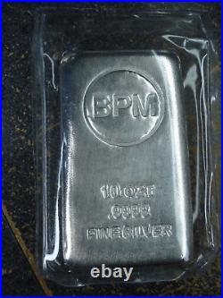 10 oz BPM Fine Silver Bar. 9999 Rare HTF Collector Cast Poured Loaf Bullion