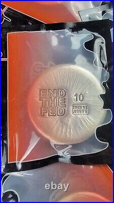 10 oz End The Fed. 999 Fine Silver Puck Hand Poured By Bison Bullion