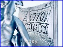 10 oz Hand Poured Silver Bar. 999 Fine Superman Action Comics Art Cast Bullion