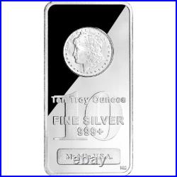 10 oz. Highland Mint Silver Bar Morgan Dollar Design. 999+ Fine