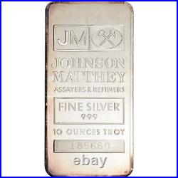 10 oz JM Silver Bar Johnson Matthey. 999 Fine Secondary Market