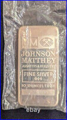 10 oz Johnson Matthey. 999 fine Silver Bar #275390