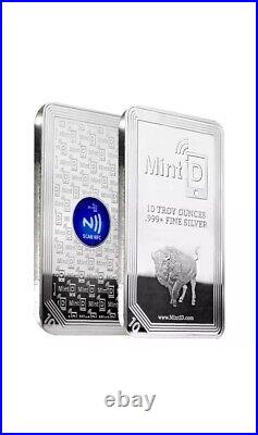 10 oz Mint ID Buffalo Silver Bar. 999+ Fine (NFC Scan Authentication)