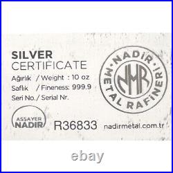 10 oz Nadir Metal Refinery Silver Bullion Bar 999 Fine Silver In Stock