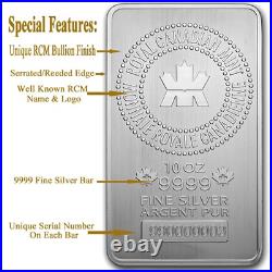 10 oz Royal Canadian Mint (RCM). 9999 Fine Silver Bar Sealed In Stock 10 oz Royal Canadian Mint (RCM). 9999 Fine Silver Bar Sealed In Stock