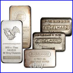 10 oz Silver Bar Engelhard. 999 Fine Random Design