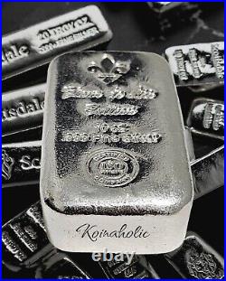 10 oz Silver Bar Scottsdale Bullion. 999 Fine, Chunky Style, Free Shippin