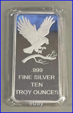10 oz. Silver Silvertowne Eagle Design Bullion Bar of. 999 Fine Silver