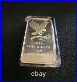 10 oz. Silver Silvertowne Eagle Design Bullion Bar of. 999 Fine Silver
