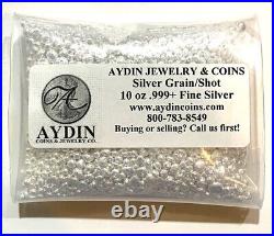 10 oz Troy Ounces Silver Poured Shot. 999+ Fine Silver In Stock
