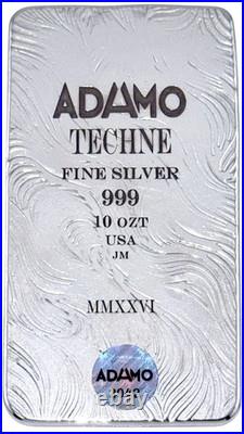 10 ozt 999 Fine Silver Art Bar CASH STASH ADAMO TECHNE Limited Edition