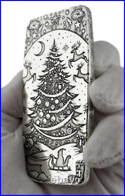 10 ozt 999 Fine Silver Art Bar Christmas Mural ADAMO TECHNE