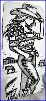 10 ozt 999 Fine Silver Art Bar Cowgirl ADAMO TECHNE 10 ozt 999 Fine Silver Art Bar Cowgirl ADAMO TECHNE