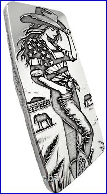 10 ozt 999 Fine Silver Art Bar Cowgirl ADAMO TECHNE 10 ozt 999 Fine Silver Art Bar Cowgirl ADAMO TECHNE