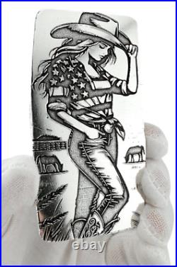 10 ozt 999 Fine Silver Art Bar Cowgirl ADAMO TECHNE 10 ozt 999 Fine Silver Art Bar Cowgirl ADAMO TECHNE