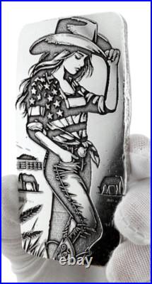 10 ozt 999 Fine Silver Art Bar Cowgirl ADAMO TECHNE 10 ozt 999 Fine Silver Art Bar Cowgirl ADAMO TECHNE