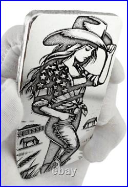 10 ozt 999 Fine Silver Art Bar Cowgirl ADAMO TECHNE 10 ozt 999 Fine Silver Art Bar Cowgirl ADAMO TECHNE