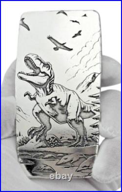 10 ozt 999 Fine Silver Art Bar Dinosaur ADAMO TECHNE 10 ozt 999 Fine Silver Art Bar Dinosaur ADAMO TECHNE