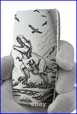10 ozt 999 Fine Silver Art Bar Dinosaur ADAMO TECHNE 10 ozt 999 Fine Silver Art Bar Dinosaur ADAMO TECHNE