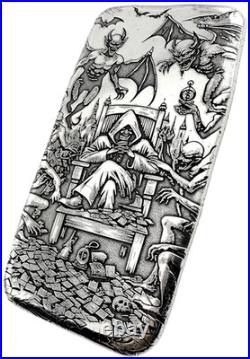 10 ozt 999 Fine Silver Art Bar GREED ADAMO TECHNE Limited Edition