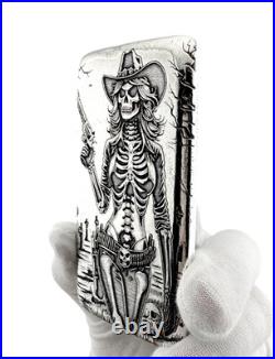 10 ozt 999 Fine Silver Art Bar- GUNSLINGING ADAMO TECHNE Limited