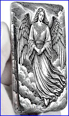 10 ozt 999 Fine Silver Art Bar Guardian Angel ADAMO