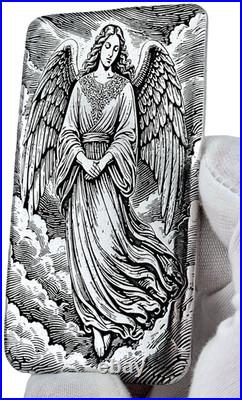 10 ozt 999 Fine Silver Art Bar Guardian Angel ADAMO