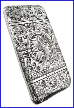 10 ozt 999 Fine Silver Art Bar- INDIAN HIEROGLYPHICS ADAMO TECHNE- Limited