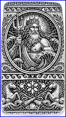 10 ozt 999 Fine Silver Art Bar Poseidon Eternal Tide ADAMO