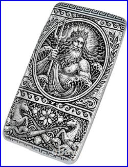10 ozt 999 Fine Silver Art Bar Poseidon Eternal Tide ADAMO