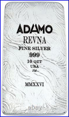 10 ozt 999 Fine Silver Art Bar Poseidon Eternal Tide ADAMO